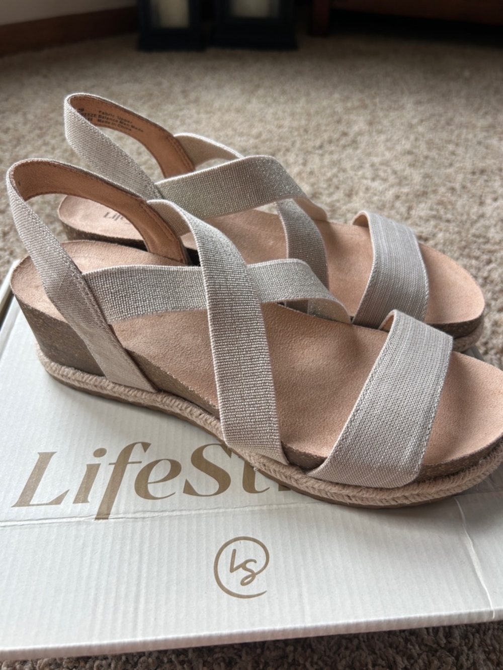 Life Stride Women's Neutral Tan Crisscross Slingback Sandals - Picture 4 of 7